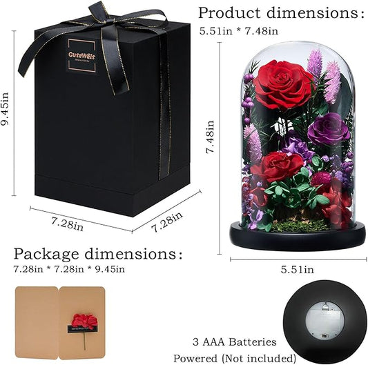 Preserved Roses,Forever Fresh Flowers 7.48in,Gift for Women,Mom,Grandma,Wife,Girlfriend,Sister,and Daughter Perfect for Birthday,Mother’s Day,Valentine’s Day (Mystic Purple2)