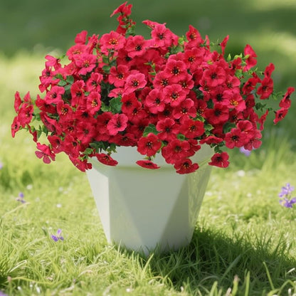 12 Bundles Artificial Flowers for Outdoor, UV Resistant Faux Mums with Eucalyptus Leaves Fake Plants for Outdoor Planters Greenery Boxwood Porch Patio Decoration