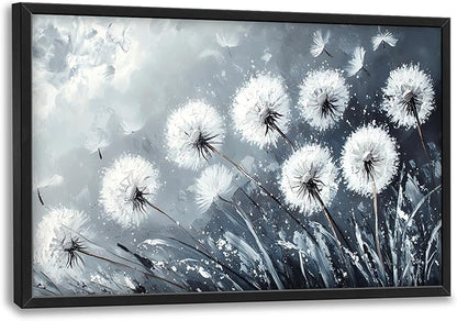 Rustic Dandelion Large Wall Art Framed Wall Decor for Living Room Farmhouse Floral Pictures Oversized Canvas Print Painting Modern Extra Large Framed Artwork for Bedroom Office 36"x24"
