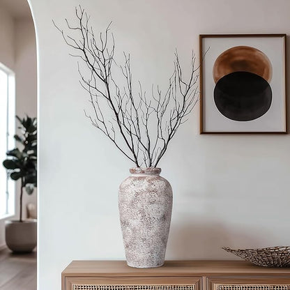 Terracotta Vase, Rustic Farmhouse Vase, Large Ceramic Vases for Centerpieces, Farmhouse Decor for Living Room, Shelf, Entryway, Room Decor, 11 inch