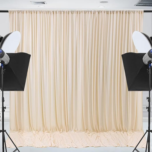 20x10ft Wrinkle Free Cream Backdrop Curtain for Parties Soft Fabric Drapes Wedding Curtain Backdrop for Birthday Party Decorations Background for Photography 5x10ft,4 Panels