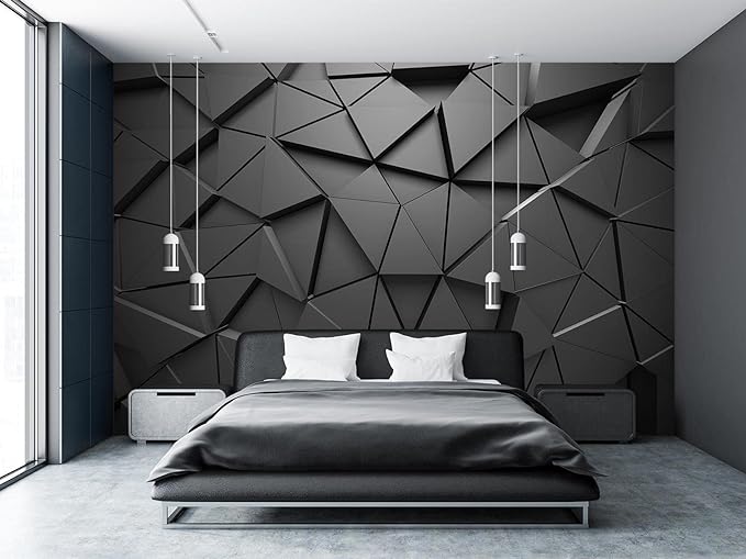Cliouar-Black Geometric Figures 3D Wallpaper Mural 182" x 122"(Not Self-Adhesive)