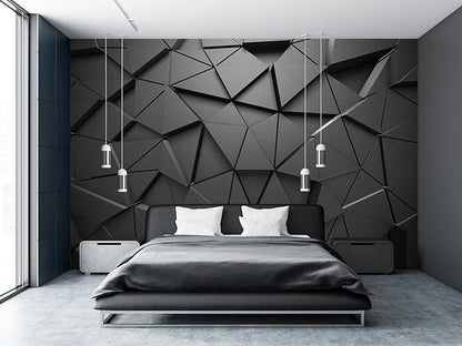 Cliouar-Black Geometric Figures 3D Wallpaper Mural 182" x 122"(Not Self-Adhesive)