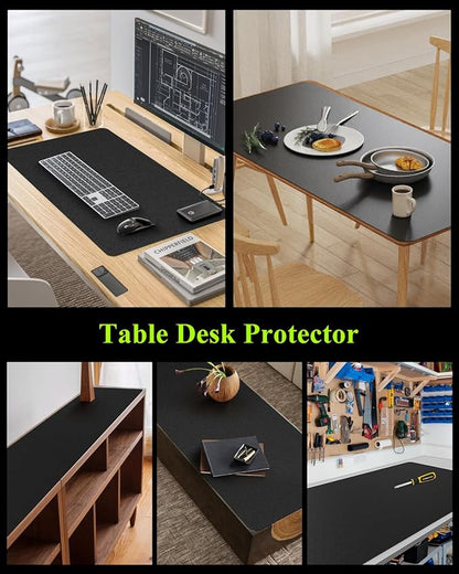 Black Plastic Table Cover Protector, 24" x 48" Waterproof Easy Flat PVC Desk Pad Mat, 1.5mm Thick Rectangle Vinyl Table Top Protector for Dining Room Table, Office, Dresser