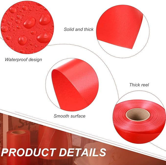 Syhood Outdoor Leaf Ribbon Floral Satin Ribbon for Crafts Aspidistra Waterproof Holiday Outdoor Decoration(4 Inch X 54 Yards,Red)