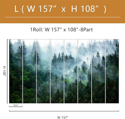 Misty Forest Wallpaper Peel and Stick Foggy Forest Self Adhesive Mural for Living Room Bedroom 157"x108"