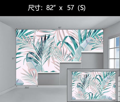 WFBHUA-Pink and Green Palm Leaf Wallpaper Large Self Adhesive Mural for Girls' Rooms 82"x57"