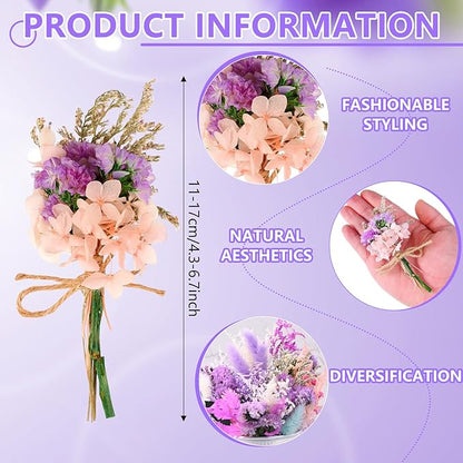 VAIPI 10 Pack Dried Flowers Bouquet Purple Dried Flower with Stem Real Natural Mini Dry Flower Bundles Spring Wildflowers Floral Arrangement for Vase Crafts DlY Wedding Home Decor (Purple Series)