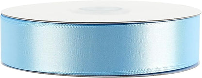 MEEDEE Blue Ribbon 1 Inch Light Blue Satin Ribbon Lux Double Faced Satin Ribbons by 50 Yards Polyester Blue Wrapping Ribbons for Crafts, Weddings, Flower Bouquet, Holiday Decorating