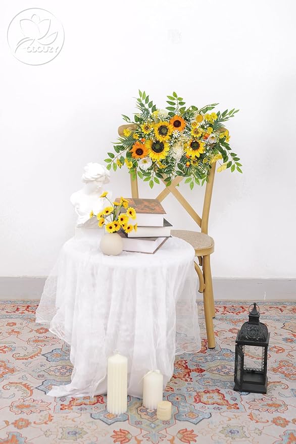Artificial Flowers, Wedding Decor，Flower Garland Be Suited to Banquet, Party, Reception Entrance Welcome Sign and Background Decoration (Sunflower)