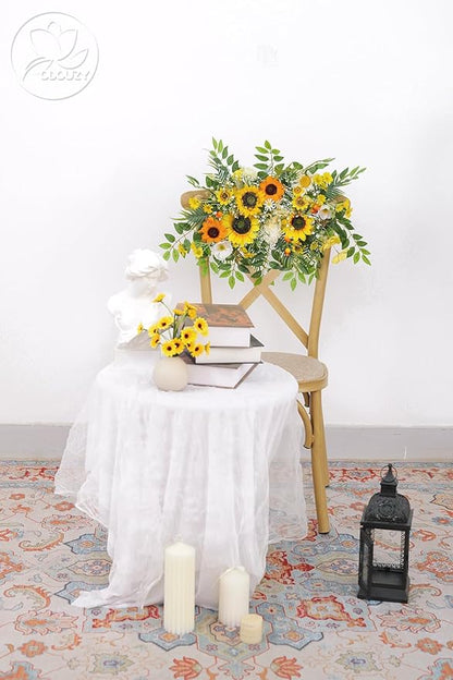 Artificial Flowers, Wedding Decor，Flower Garland Be Suited to Banquet, Party, Reception Entrance Welcome Sign and Background Decoration (Sunflower)