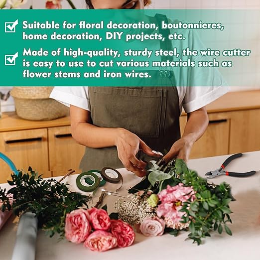 Floral Tape and Wire, Florist Arrangement Tools Kit with Floral Tape Wire Cutter Boutonniere Pin for Bouquets,Wrap Florist,Flower Project