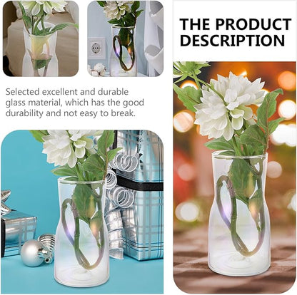 Transparent Iridescent Glass Vase Chic Floral Arrangement Decor for Desktop Flower Centerpieces Modern Simple Home Ornament
