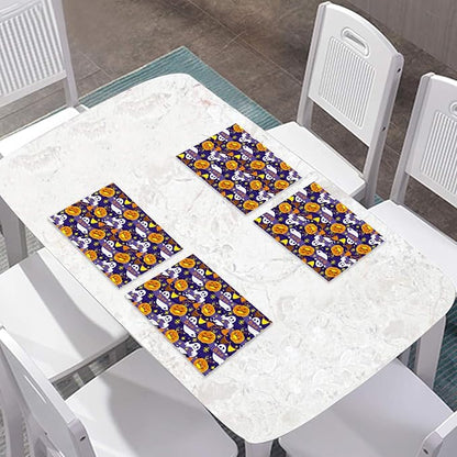Placemats Set of 4 Halloween Waterproof Oilproof Table Mats Washable Wipeable Heat Resistant Easy to Clean for Indoor Outdoor Party Kitchen Dining Table Decoration 12 * 18in