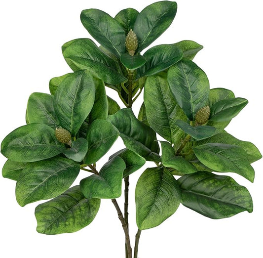 Briful 3PCS Faux Magnolia Stems 32.5'' Long Stem Artificial Magnolia Leaves Branches Fake Greenery for Home Office Vase Table Centerpiece Arrangement Decor