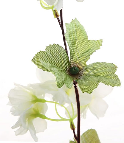 2Pcs Artificial Cherry Blossom Flower Garland Silk Fake Hanging Flower Vines for Home Wedding Decoration 7.2FT, White