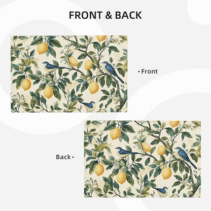 Lemon Placemats Set of 4 Washable Table Mats Summer Yellow Lemonade Stand Heat-Resistant Cotton Linen Place Mats for Dining Table Kitchen Indoor Outdoor Party Holiday Décor