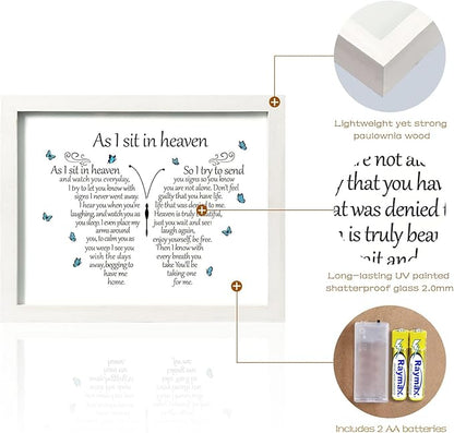 WOODEXPE Sympathy Gift LED Memorial Shadow Box 8x10 Memorial Gifts for Loss of Loved One (Butterfly White)