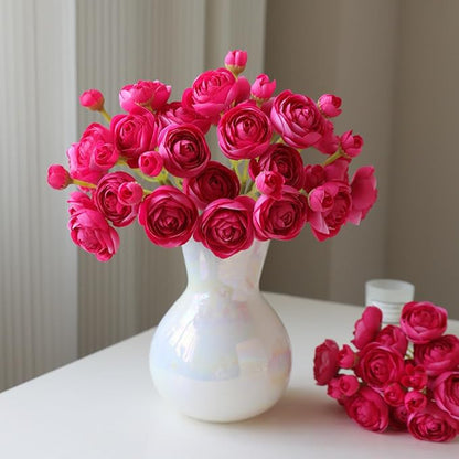 ASTRYAS Ranunculus Artificial Flower, 18Pcs Hot Pink Faux Silk Mini Ranunculus Flowers for DIY Bouquet, Bulk Fake Wedding Filler Flowers for Centerpiece Table Wedding Bridal Party Home Decor Cake