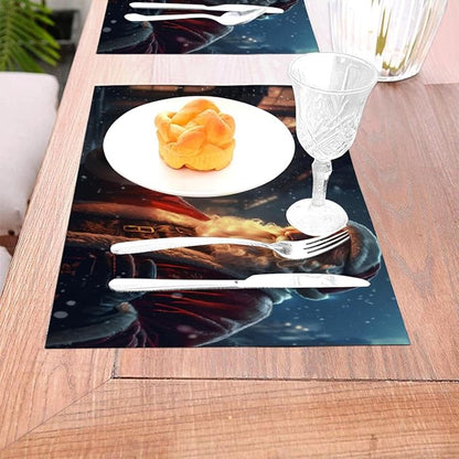 PVC Placemats Set of 6 Wipeable Table Mats Washable Heat Resistant Non Slip Vinyl Dining Table Mat for Kitchen Indoor Outdoor Patio Farmhouse Place Mats Vintage Christmas Santa Claus Decorative