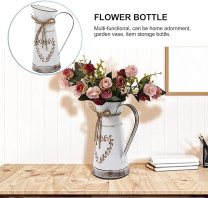 BESTonZON Vintage Style Metal Heart-Shaped Flower Vase Decorative Iron Flower Pot for Tabletop Arrangements for Home Office Weddings and Special Occasions