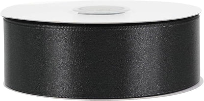 MEEDEE Black Satin Ribbon 1-1/2 Inch Black Ribbon Lux Double Faced Satin Ribbons by 50 Yards Polyester Satin Ribbons for Crafts, Weddings, Flower Bouquet, Holiday Decorating