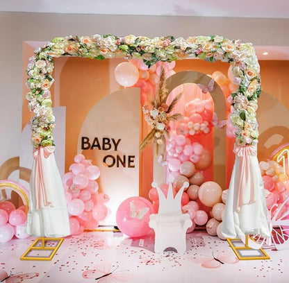 6.6FT Gold Metal Wedding Arches for Ceremony Square Balloon Arch Stand Rectangular Backdrop Stand for Anniversary Birthday Party Bridal Shower Home Indoor Outdoor Decoration
