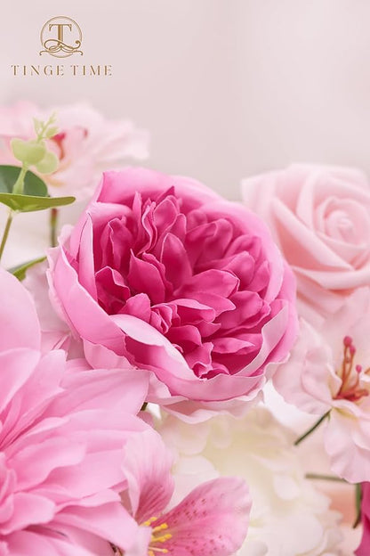TINGE TIME Artificial Flowers Deep Pink Flower Combo for DIY Wedding Bouquets Table Centerpieces Arrangements Party Baby Shower Home Spring Decorations
