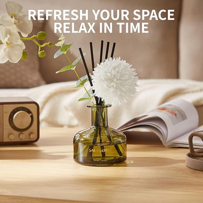 Flower Reed Diffusers Set, 7.10 oz Cedar Scented Diffuser with 7 Sticks, Long Lasting Home Fragrance for 120 Days, Perfect for Bathroom, Shelf Decor, Air Fresheners