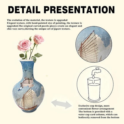 3D Puzzle Vase, 160 Curved Pieces DIY Flower Vase Craft Kit & 3D Puzzles for Adults, Creative Jigsaw Art Project Home Décor Centerpiece, (B-Ocean Sailboat)