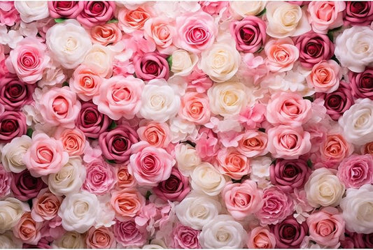 7x5ft Pink Roses Wedding Backdrop Flowers Wall Photography Background Various Floral Roses Backdrops Anniversary Birthday Wedding Baby Shower Backgrounds Decor Children Adults Video Studio Prop