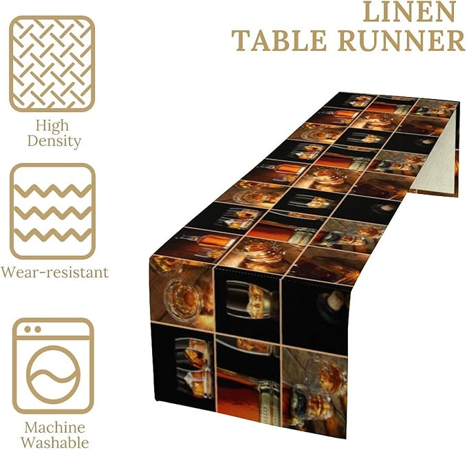 Red Wine Themed Vintage Table Runner, Kitchen Dining Table Farmhouse Decoration for Home Party Decor 13x90 Inch