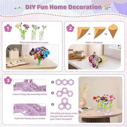 Bsgifts Fabric Flower Making Toys, DIY Flower Press Kits for Kids Ages 3-12, Creative Educational Activity Arts & Crafts Toys, Ideal Christmas Birthday Gifts for Girls