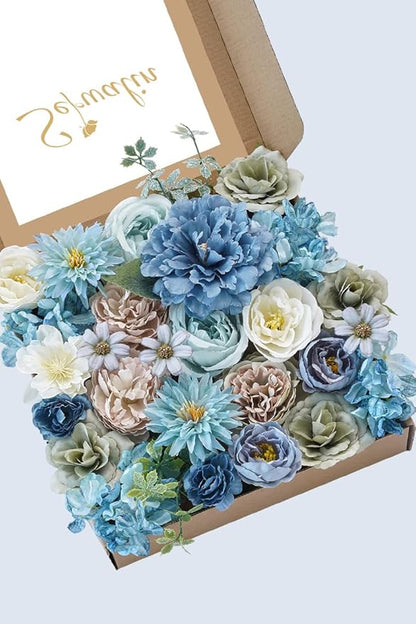 Serwalin Artificial Flowers Blue Silk Fake Flowers Cake Flowers for DIY Wedding Bouquets Bridal Shower Centerpieces Floral Arrangements Party Home Decorations