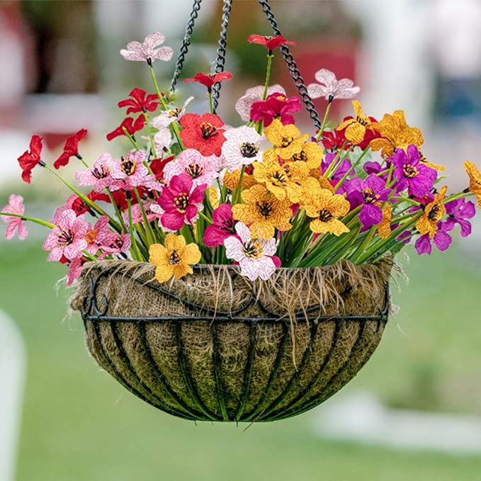 MACTING Spring Artificial Flowers for Outdoors 6 Bundles Fake Flowers UV Resistant Faux Plastic Plants No Fade for Planters Window Box Patio Porch Garden Yard Indoor Outside Decorations(Mix Color-1)