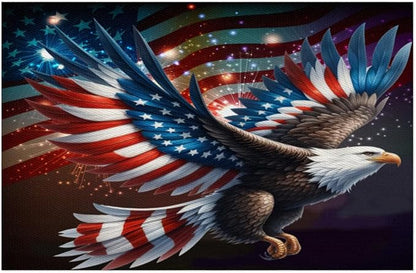 Independence Day Bald Eagles Flag Placemats Set of 6 PVC Vinyl Non Slip Table Mats Waterproof Heat Resistant Place Mats Washable Wipeable Dining Table Mat for Kitchen Party Indoor Outdoor Decorative