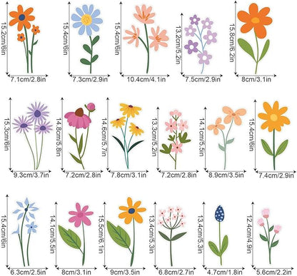 Wild Flower Wall Decals - Peel and Stick Removable Floral Wall Stickers for Nursery, Bedroom, Living Room Decor (8 Sheets 102 Pcs Wildflower Mural Art, Garden Theme)