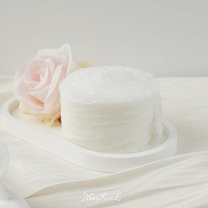 MAYREEL 2 Inch White Velvet Ribbon Hand Torn Snow White Silk Frayed Edge for Bridal Bouquets Invitations Wedding Vow Books Gift Baskets Hair Bows 3 Yards