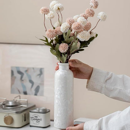 Modern Ceramic Vase Set of 3, White Crystalline Glaze Colors, Decorative Bottles for Home, Farmhouse Rustic Decor (Crystalline Glaze White)