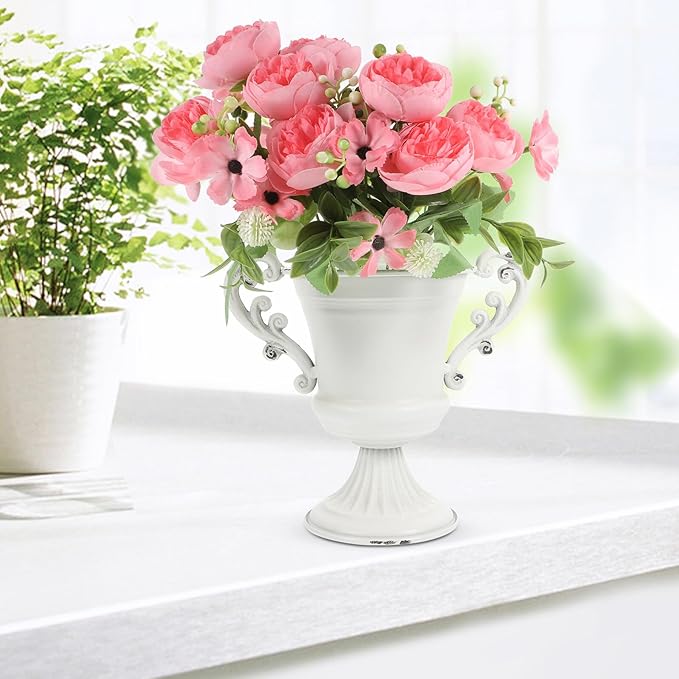 Ciieeo Retro High-Footed Trophy Vase Decorative Pedestal Planter for Indoor Outdoor Use Elegant Floral Arrangement Urn for Garden Wedding Centerpieces and Home Decor