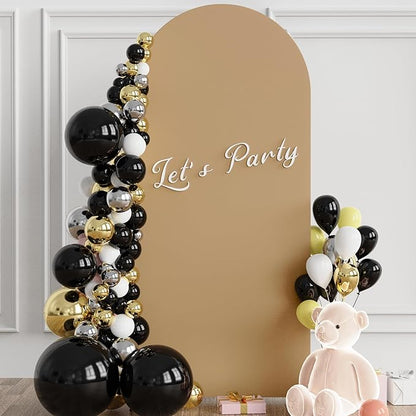 Wokceer 6FT Wedding Arch Backdrop Cover Spandex Fitted Wedding Arch Stand Covers Round Top Chiara Backdrop Cover for Birthday Party Ceremony Banquet Decoration Khaki