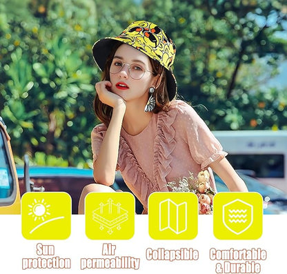 Sun Hat for Women Bucket Hat Cotton Reversible Summer Travel Beach Fishing Cap