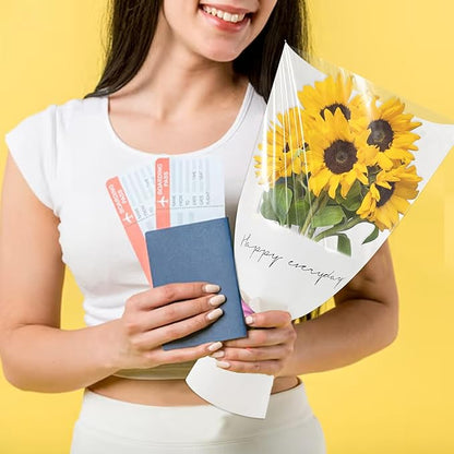 Hying 20 Pieces Flower Wrapping Bags for Bouquets, Floral Packing Sleeves White Paper Bouquet Bags Wrapping Sleeves for Teacher Graduation Wedding Mother's Day Gift