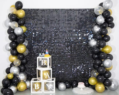 Kate Square Black Sequin Backdrop Panels for Party Decoration Glitter Sequin Panel (Pack of 12)