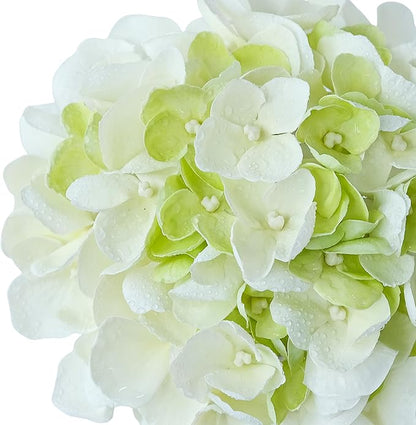 4 Pcs White/Green Real Touch Hydrangeas Artificial Hydrangeas Flowers Faux Latex Hydrangea for Kitchen Living Room Porch Fall Home Decor Baby Shower Party Wedding Xmas Table Centerpiece