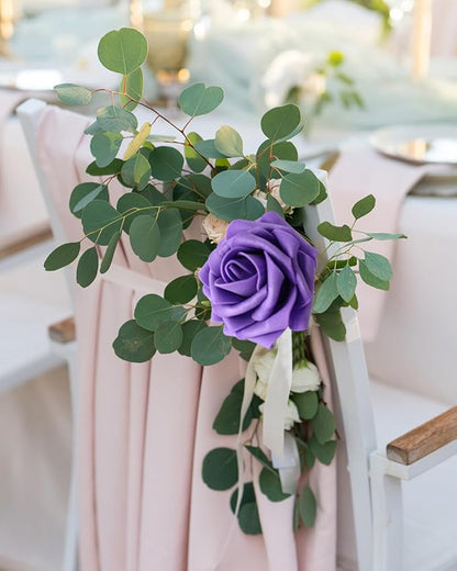 JOYLEX Artificial Flowers Realistic Roses, Real Looking Fake Roses with Stem for DIY Wedding Bouquets Centerpieces Bridal Shower Party Home Romantic Decorations (Dark Purple, Regular 3" - 200pcs)