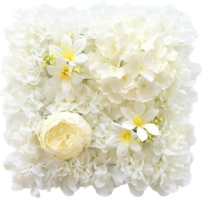 Flower Wall Backdrop, 12PCS 10.6"-15.7" Artificial Flower Wall Panel with Various Styles, 3D Floral Wall Decor for Wedding Photo Background Festive Party Home Decoration (G-D001, 10.6*10.6in)