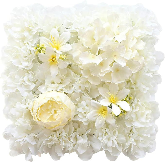 Flower Wall Backdrop, 12PCS 10.6"-15.7" Artificial Flower Wall Panel with Various Styles, 3D Floral Wall Decor for Wedding Photo Background Festive Party Home Decoration (G-D001, 10.6*10.6in)