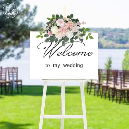 Wedding Arch Flowers Kit,Artificial Flower Arch Decor (Set of 3),2pcs Artificial Flower Arrangement with 1pc Sheer Drape for Wedding Decor Reception Backdrop Floral Decorations (Light Pink)