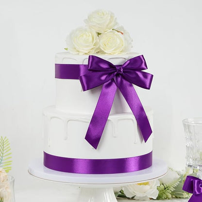 Purple Ribbon 1 Inch 60 Yards, Dark Purple Satin Ribbon for Flower Bouquet, Graduation Lei, Crafts, Gift Wrapping, Baby Shower, DIY Bows, Wedding, Halloween